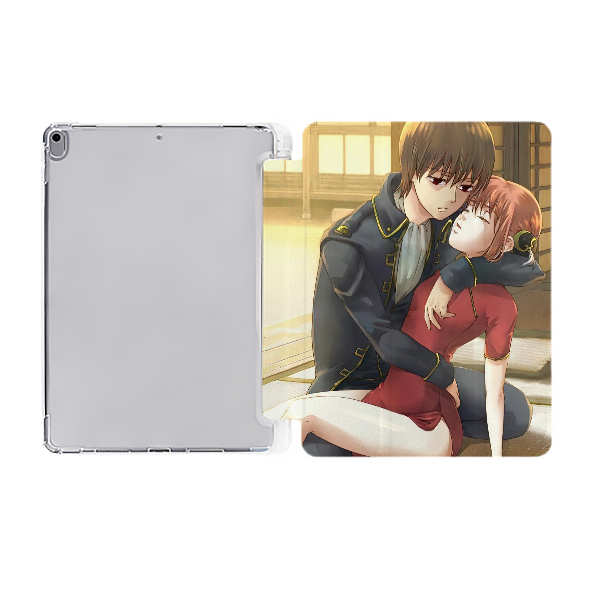 ぎんたま 坂田銀時（さかたぎんとき） 神楽 志村新八（しむら しんぱち） GINTAMA Sakata Gintoki Kagura Shimura Shinpachi IPad ケース ペン収納付き 三つ折りスタンド PUレザー×シリコン 対応機種9.5/10.5/10.9インチ